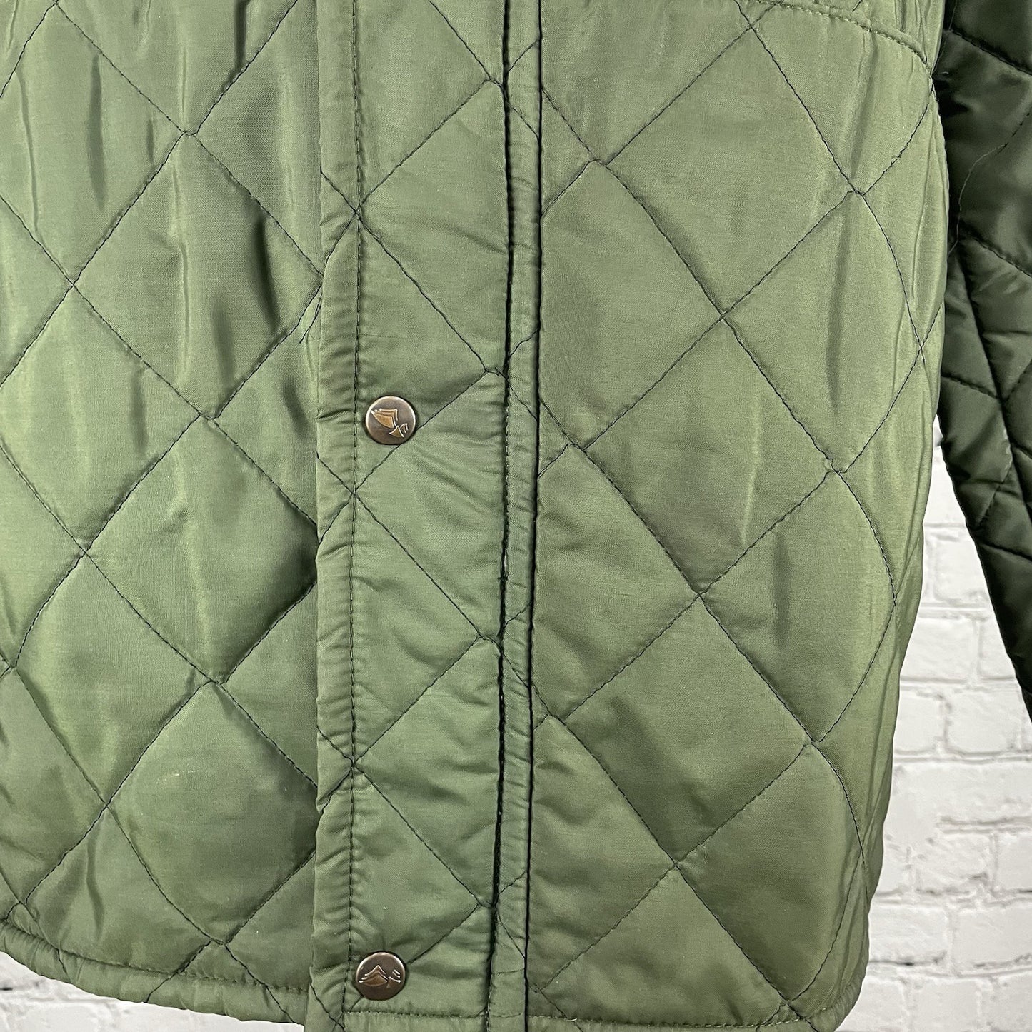 VTG Playmar Green Quilted Zipped Snapped Pockets Jacket Size Medium M