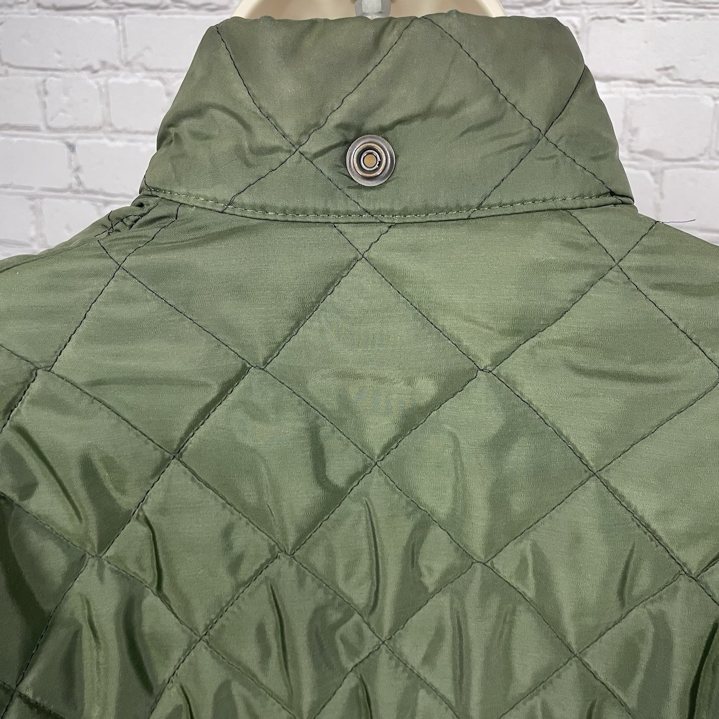 VTG Playmar Green Quilted Zipped Snapped Pockets Jacket Size Medium M