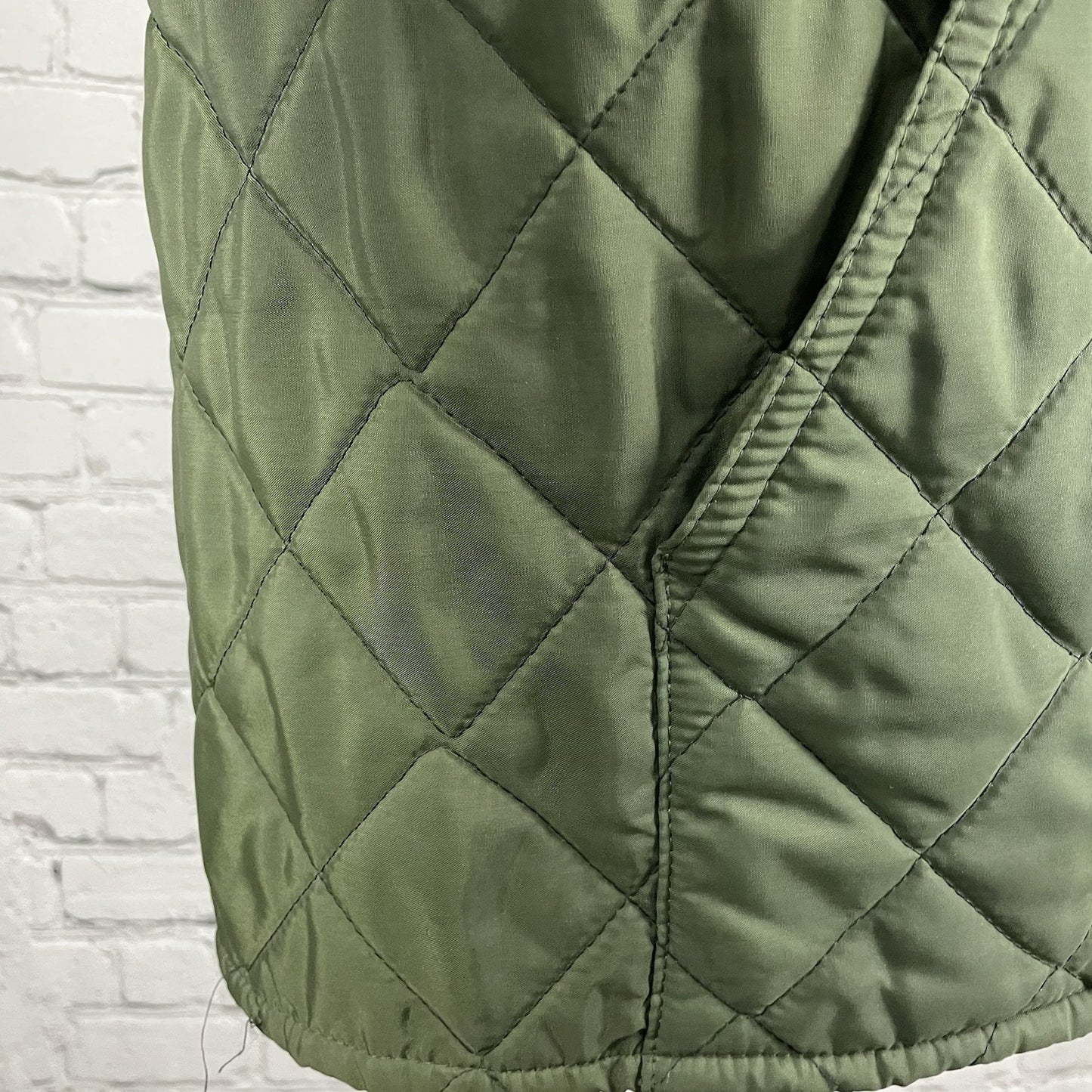 VTG Playmar Green Quilted Zipped Snapped Pockets Jacket Size Medium M