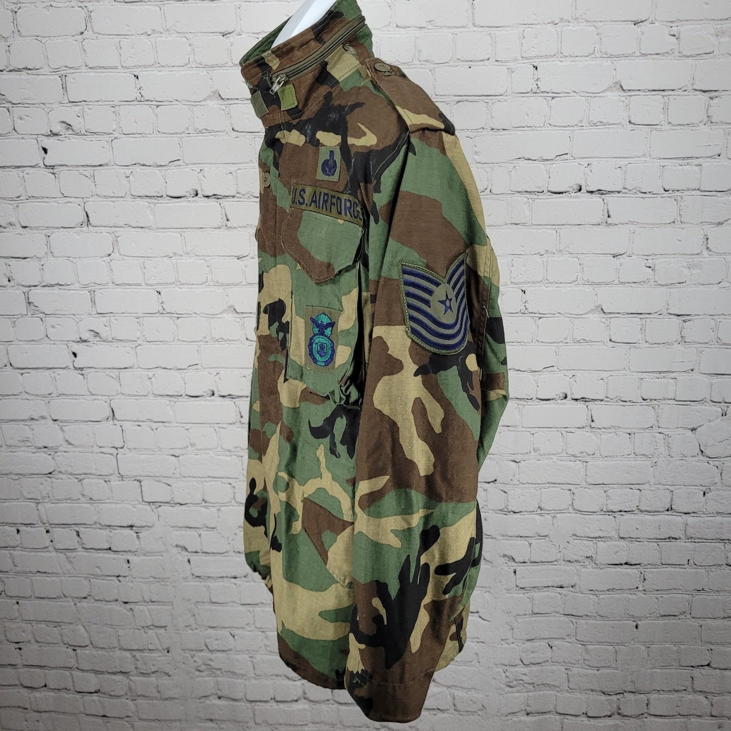 US Air Force Camo Tactical Air CommanField Coat Military Jacket Hooded Small S R