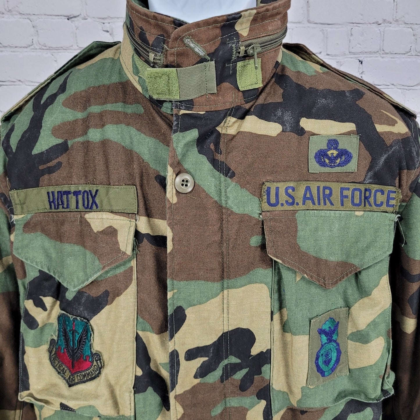 US Air Force Camo Tactical Air CommanField Coat Military Jacket Hooded Small S R
