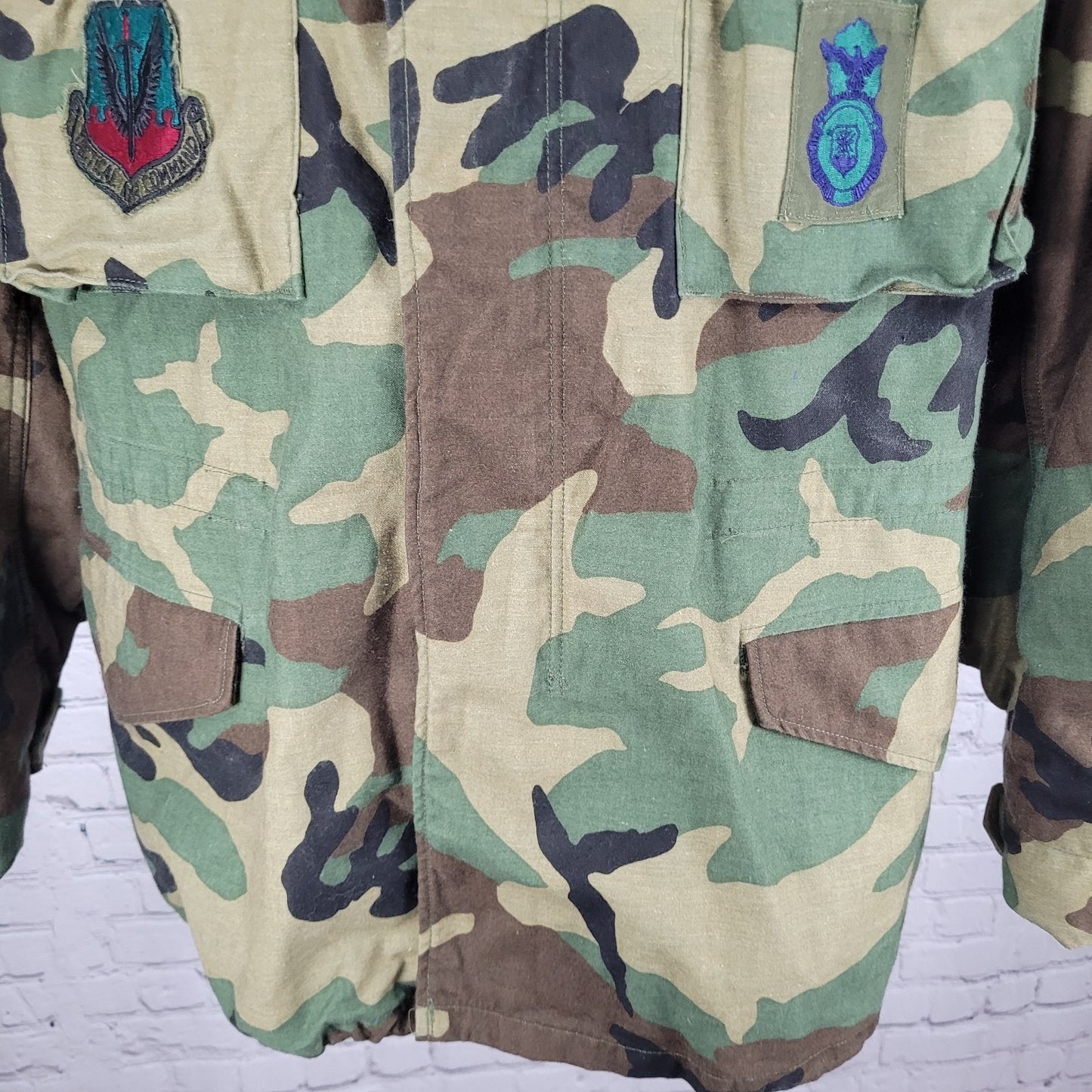 US Air Force Camo Tactical Air CommanField Coat Military Jacket Hooded Small S R