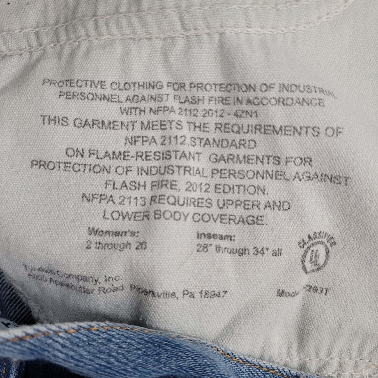 Tyndale Blue Denim FRMC Flame Resistant Protective Jeans USA Made Size 8 (30x31)