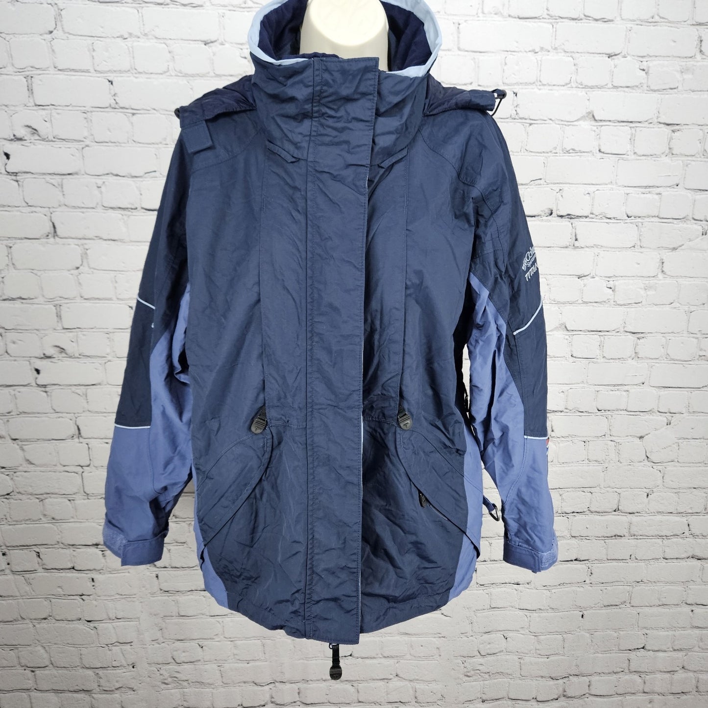 Columbia Blue Titanium Omni Tech Waterproof Breathable Double Zip Jacket Medium