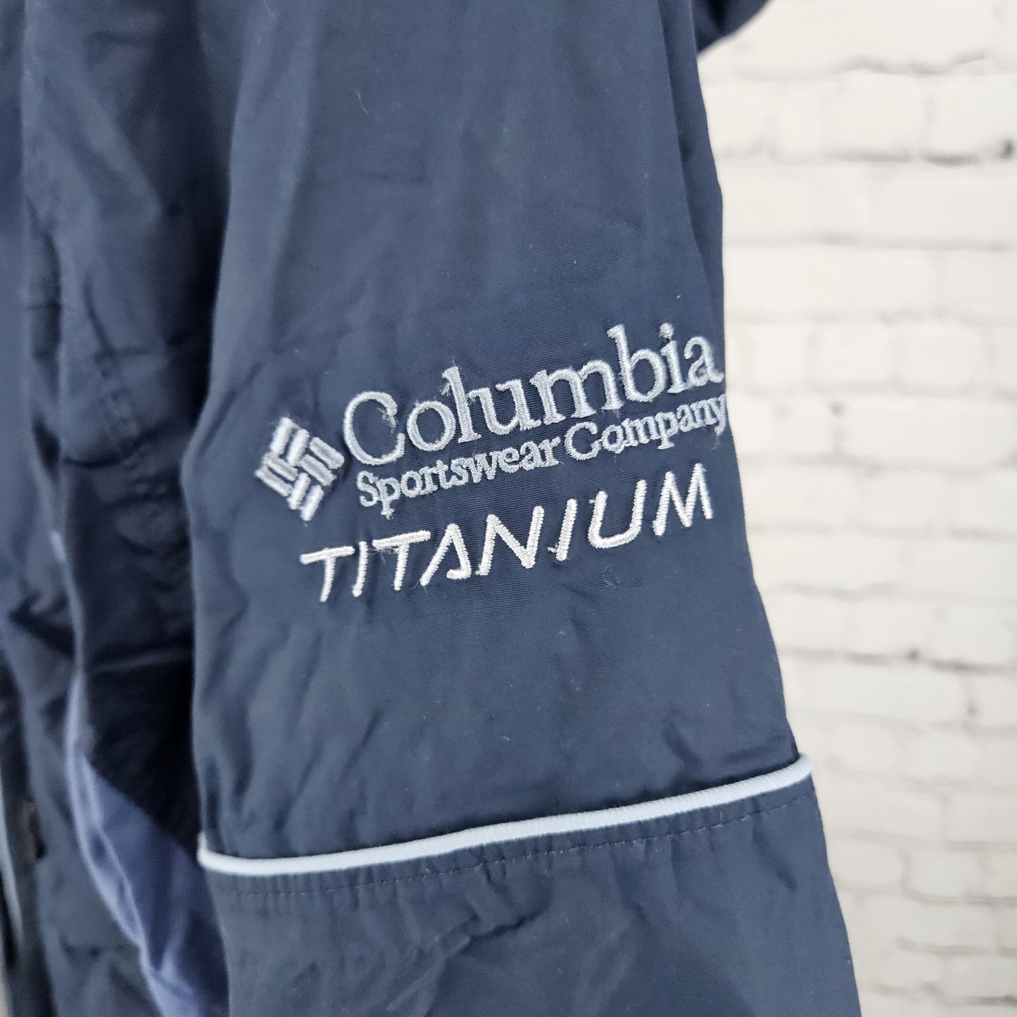 Columbia Blue Titanium Omni Tech Waterproof Breathable Double Zip Jacket Medium
