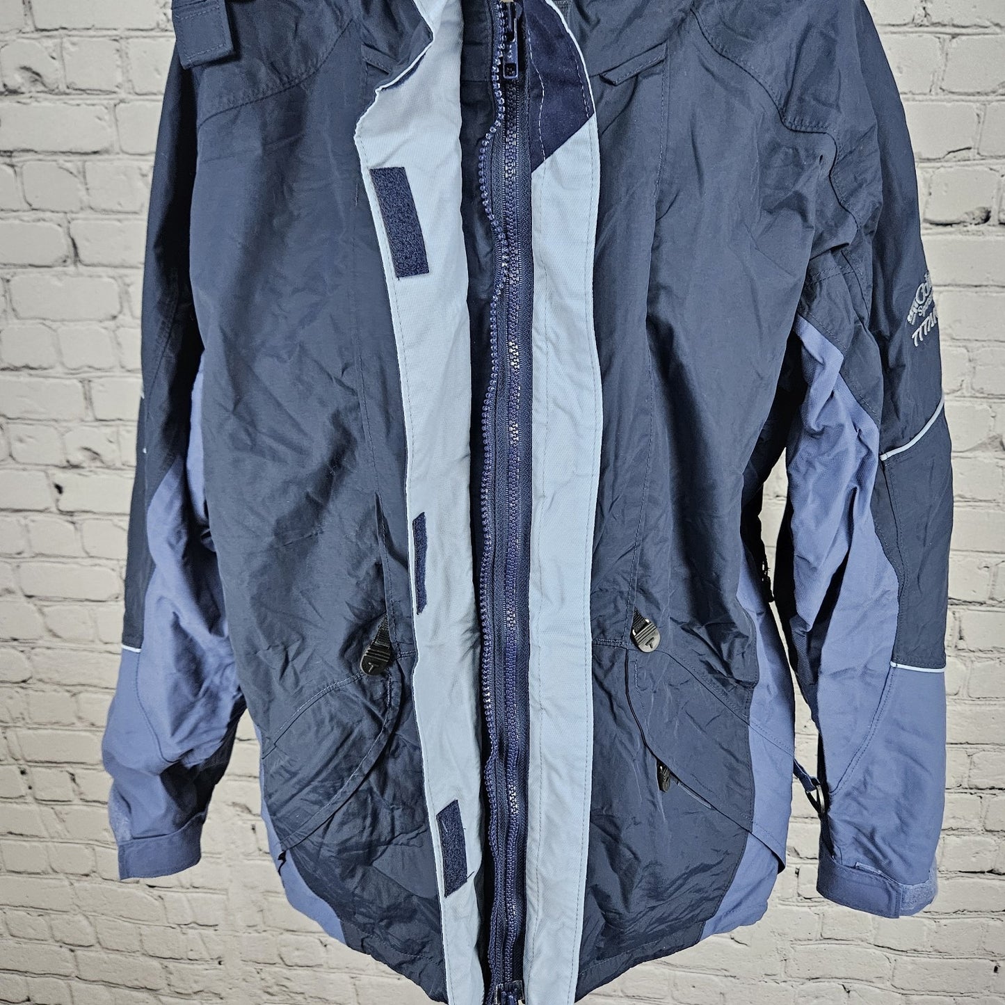 Columbia Blue Titanium Omni Tech Waterproof Breathable Double Zip Jacket Medium