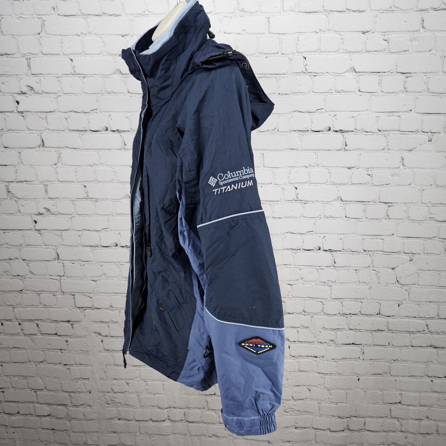 Columbia Blue Titanium Omni Tech Waterproof Breathable Double Zip Jacket Medium