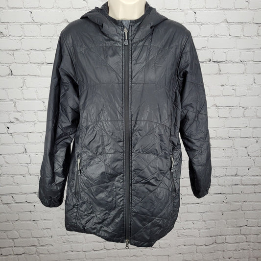 L.L. Bean Black Primaloft Packable Lightweight Insulated Hooded Zip Jacket Large