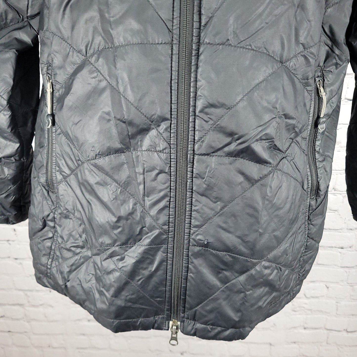 L.L. Bean Black Primaloft Packable Lightweight Insulated Hooded Zip Jacket Large