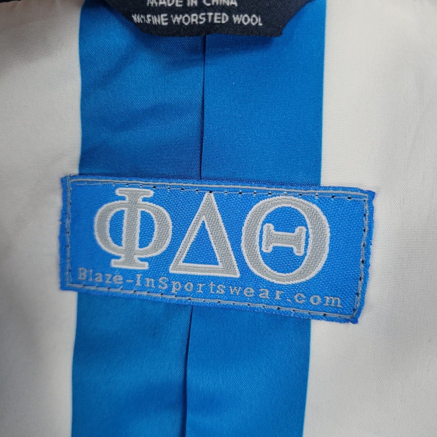 Blaze-In Sportswear Navy Phi Delta Theta Worsted Wool Notch Blazer Sportcoat 40R