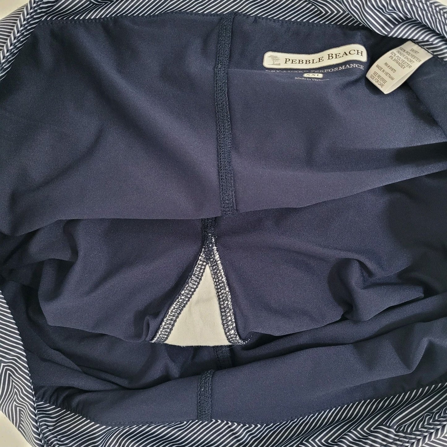 Pebble Beach Navy Stripe Dry Luxe Performance Lined Skort Size XXL (42x17.5)