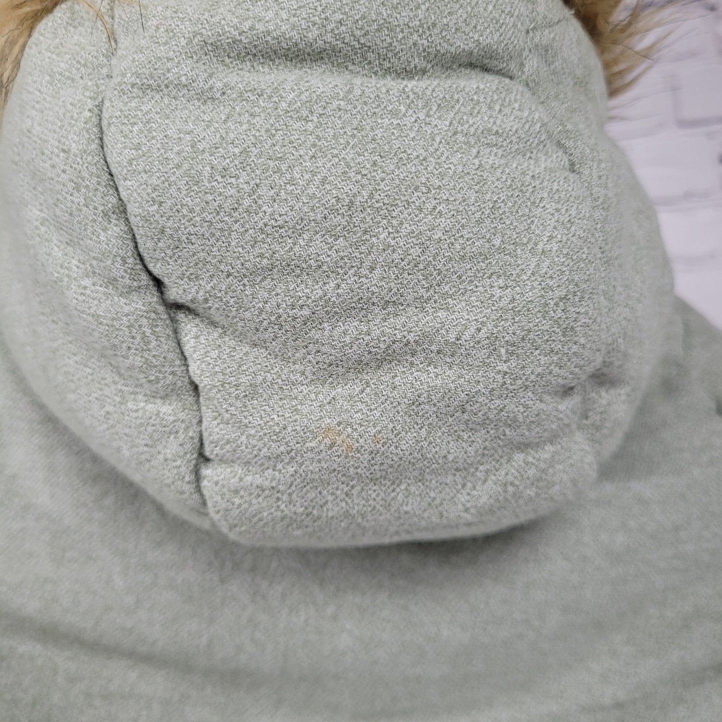 7 For All Mankind  Muted Green 100% Cotton Fur Trim Hooded Jacket Size 24M