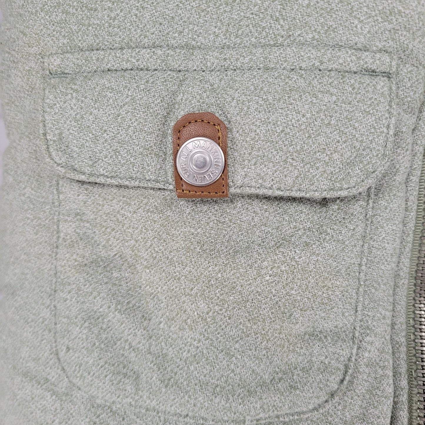 7 For All Mankind  Muted Green 100% Cotton Fur Trim Hooded Jacket Size 24M