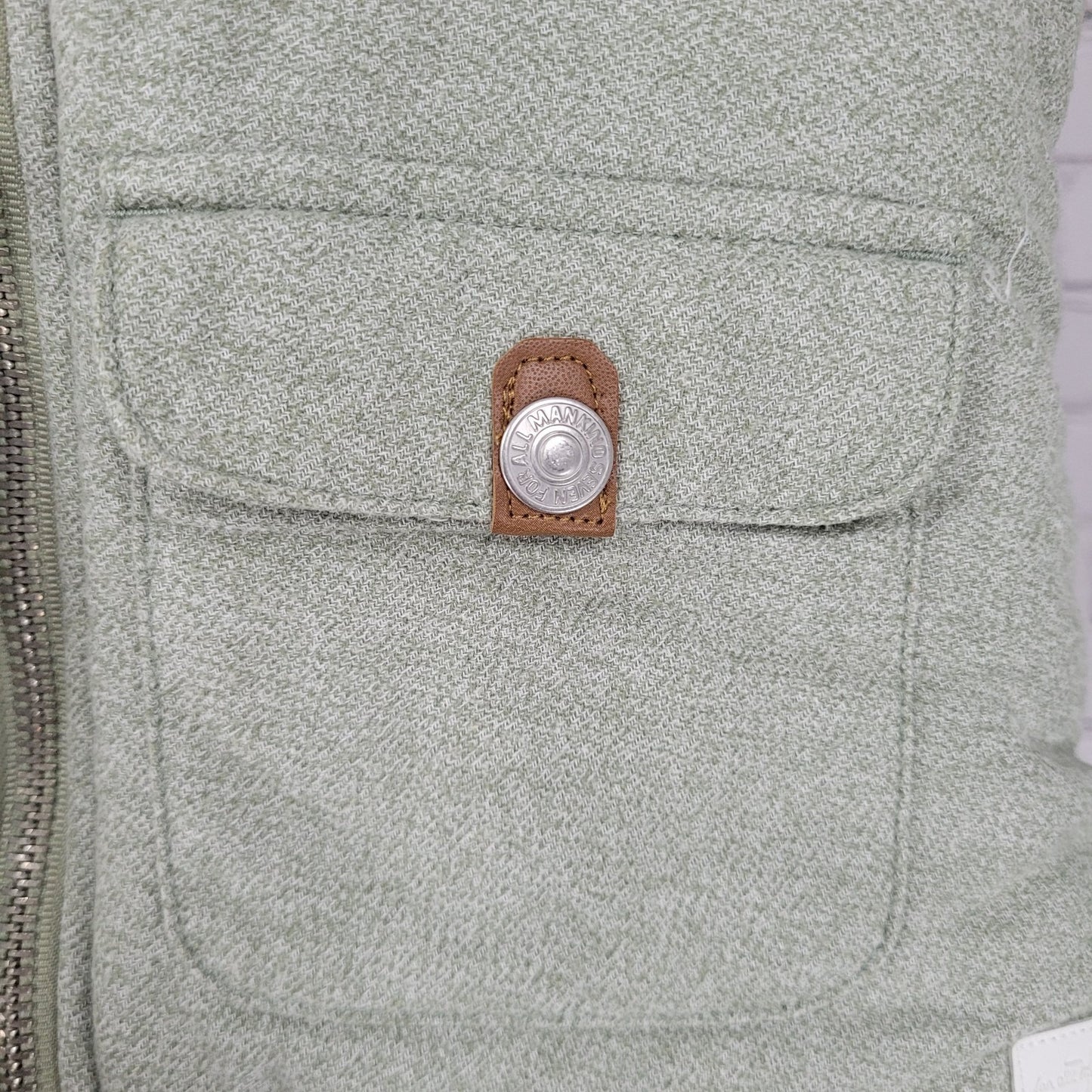 7 For All Mankind  Muted Green 100% Cotton Fur Trim Hooded Jacket Size 24M