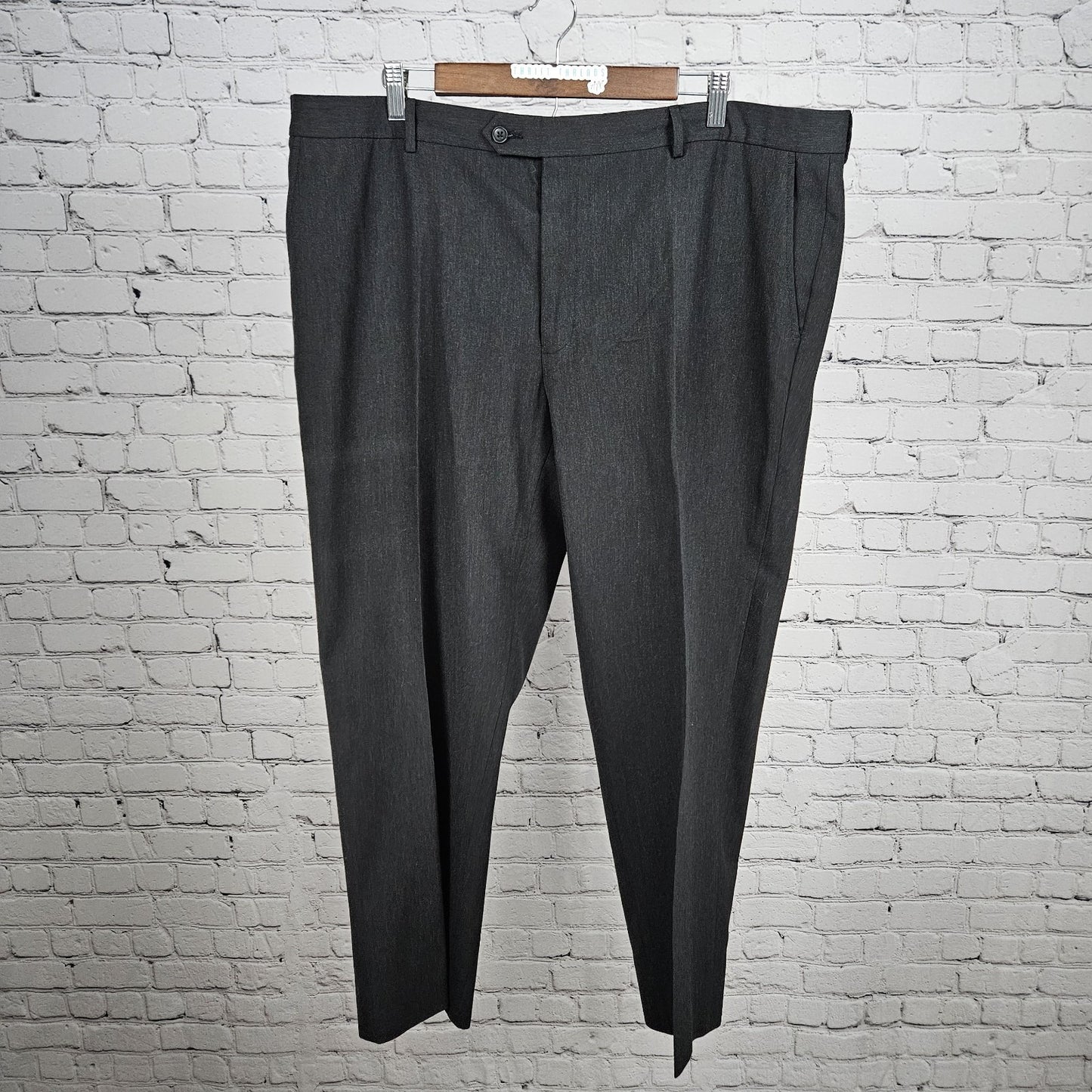 Joseph & Feiss Gold Grey Wool Blend Flat Front Straight Leg Dress Pants 42x29