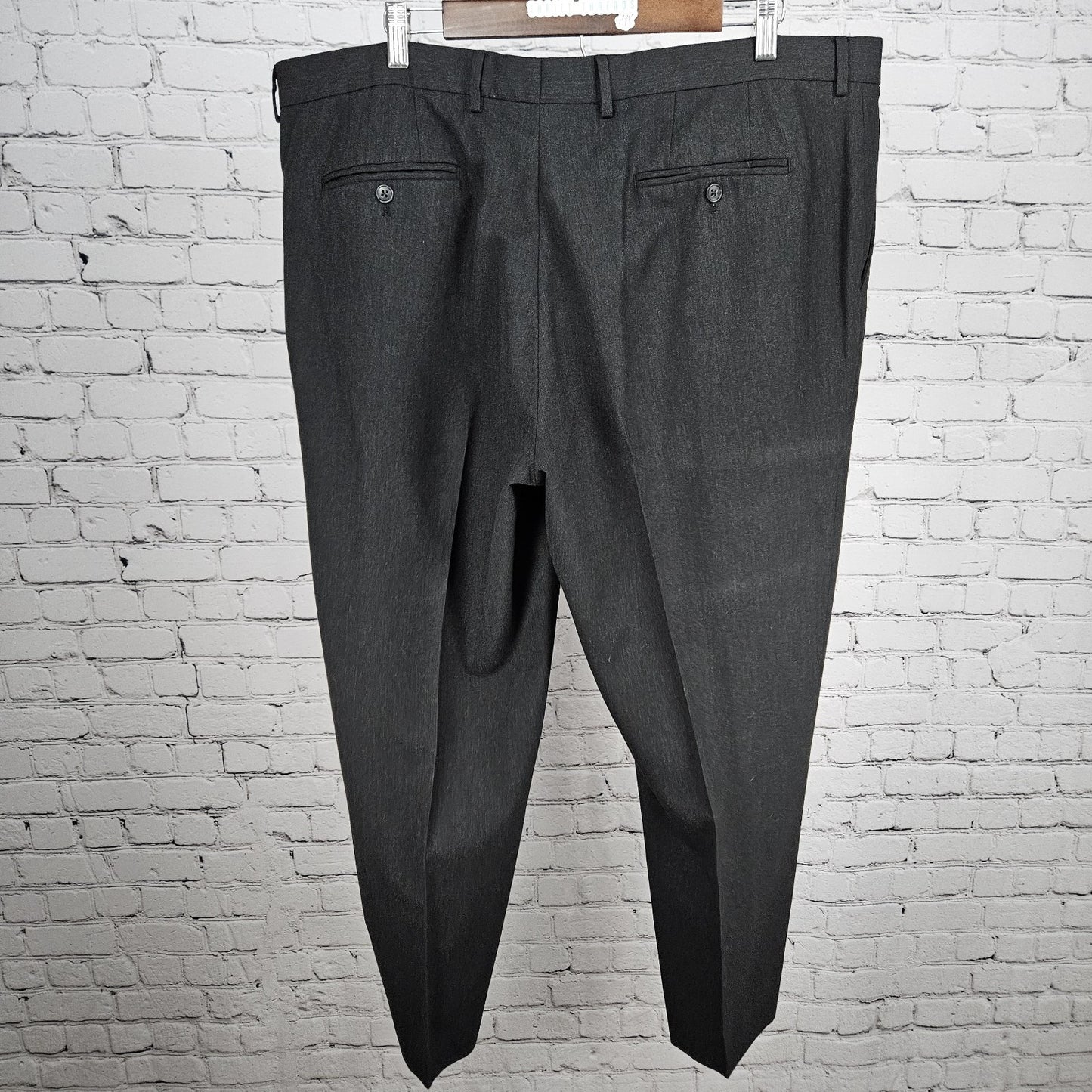 Joseph & Feiss Gold Grey Wool Blend Flat Front Straight Leg Dress Pants 42x29