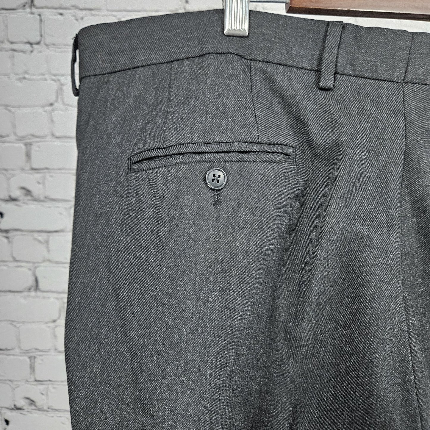 Joseph & Feiss Gold Grey Wool Blend Flat Front Straight Leg Dress Pants 42x29