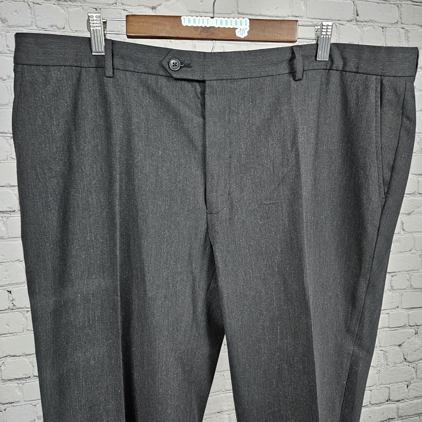 Joseph & Feiss Gold Grey Wool Blend Flat Front Straight Leg Dress Pants 42x29