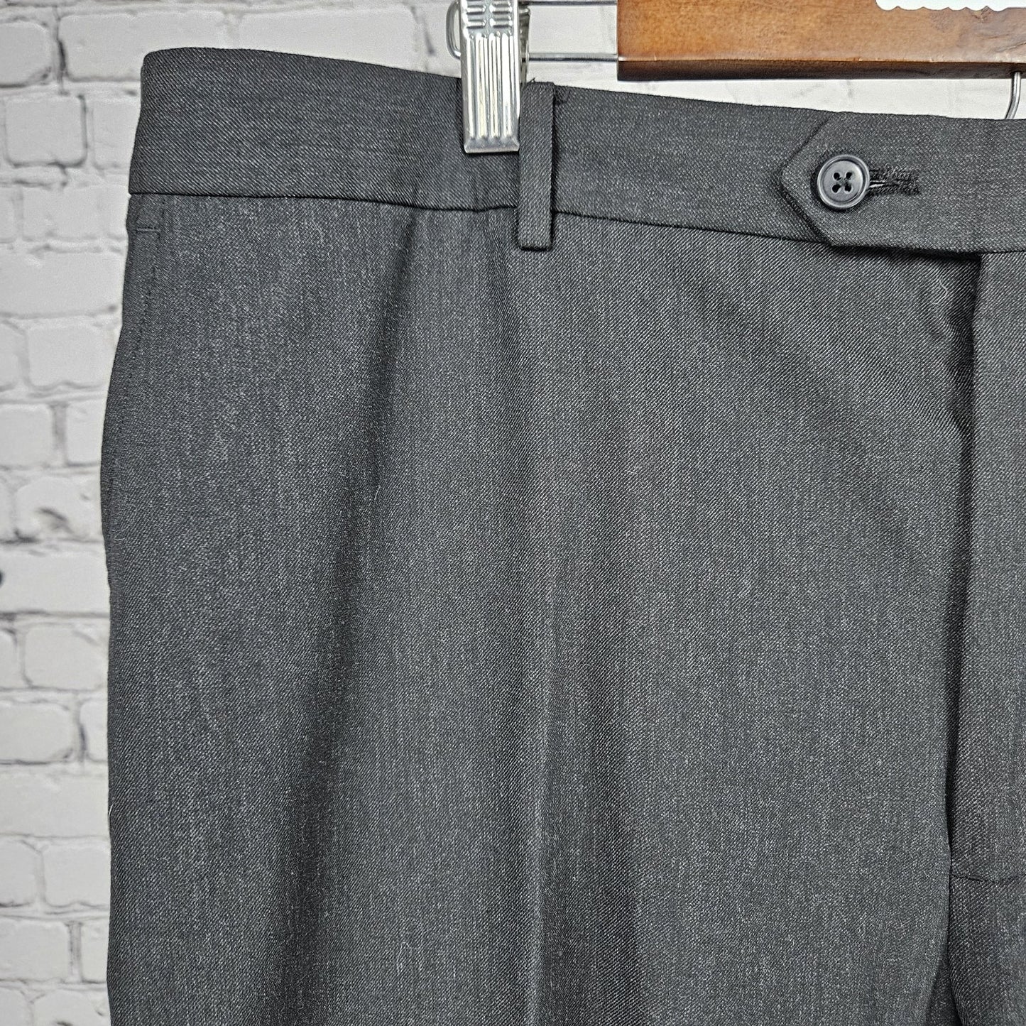 Joseph & Feiss Gold Grey Wool Blend Flat Front Straight Leg Dress Pants 42x29
