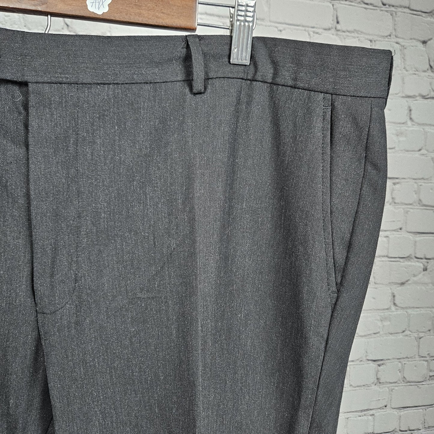 Joseph & Feiss Gold Grey Wool Blend Flat Front Straight Leg Dress Pants 42x29