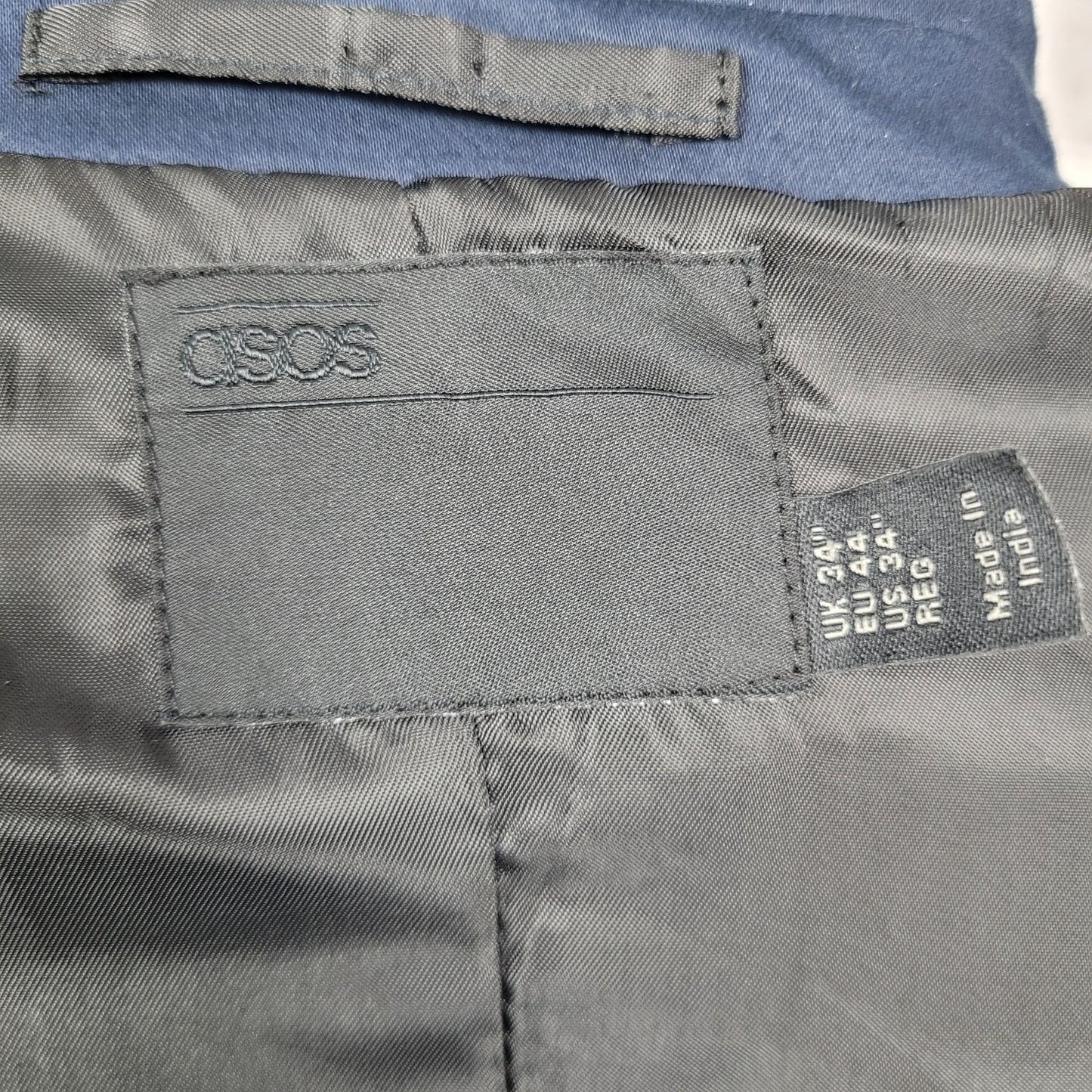 ASOS Navy Blue 2 Button Single Vented Notch Blazer Jacket Sport Coat Size 34R