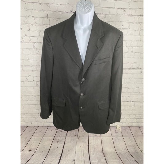 VTG NWT Bill Robinson Black Polyester Micro Fiber 3 Button Jacket Blazer 44L