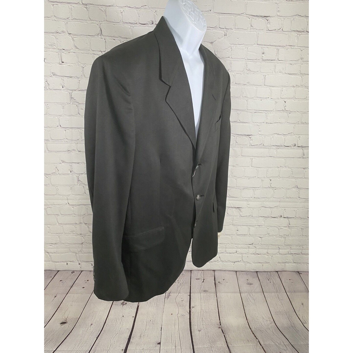 VTG NWT Bill Robinson Black Polyester Micro Fiber 3 Button Jacket Blazer 44L