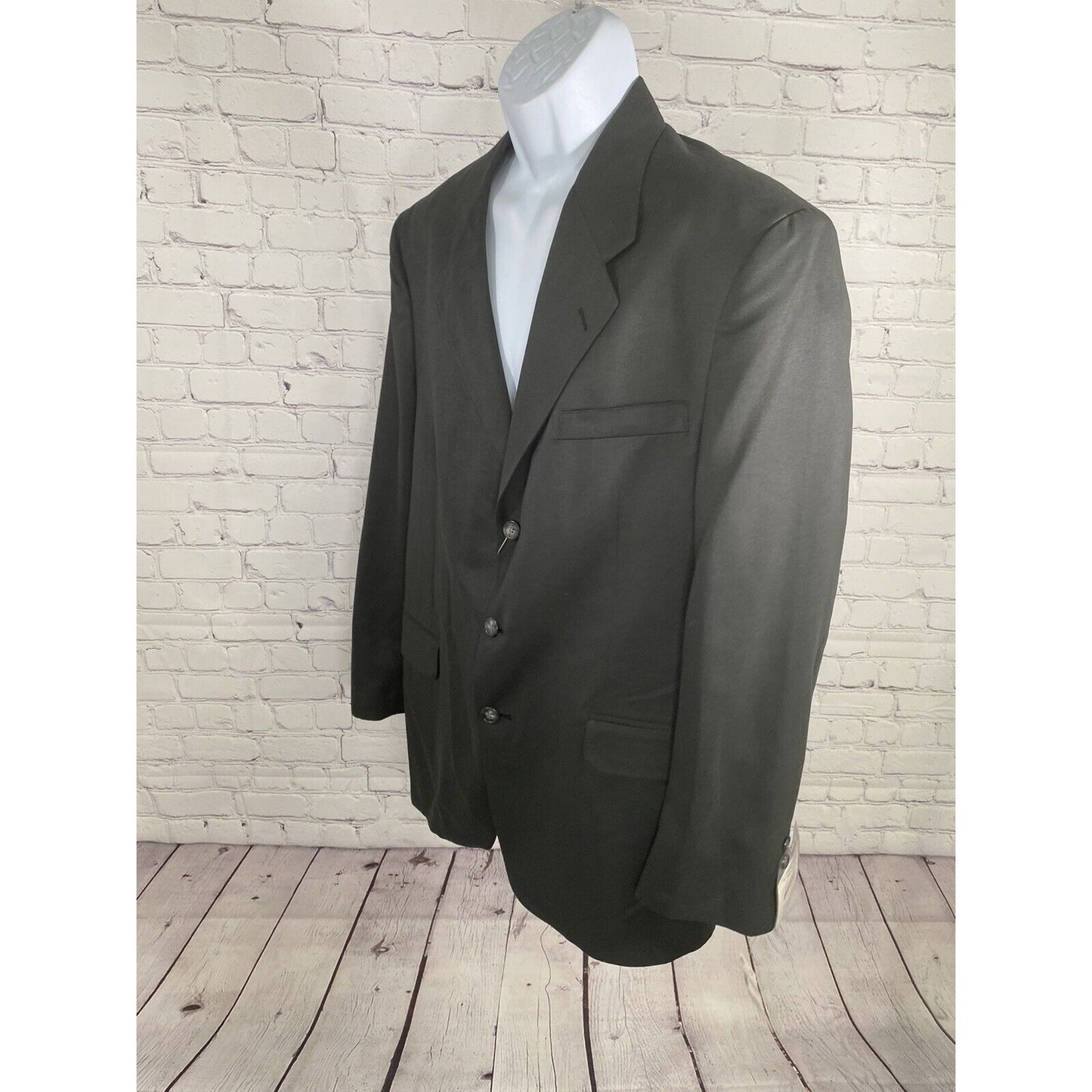 VTG NWT Bill Robinson Black Polyester Micro Fiber 3 Button Jacket Blazer 44L