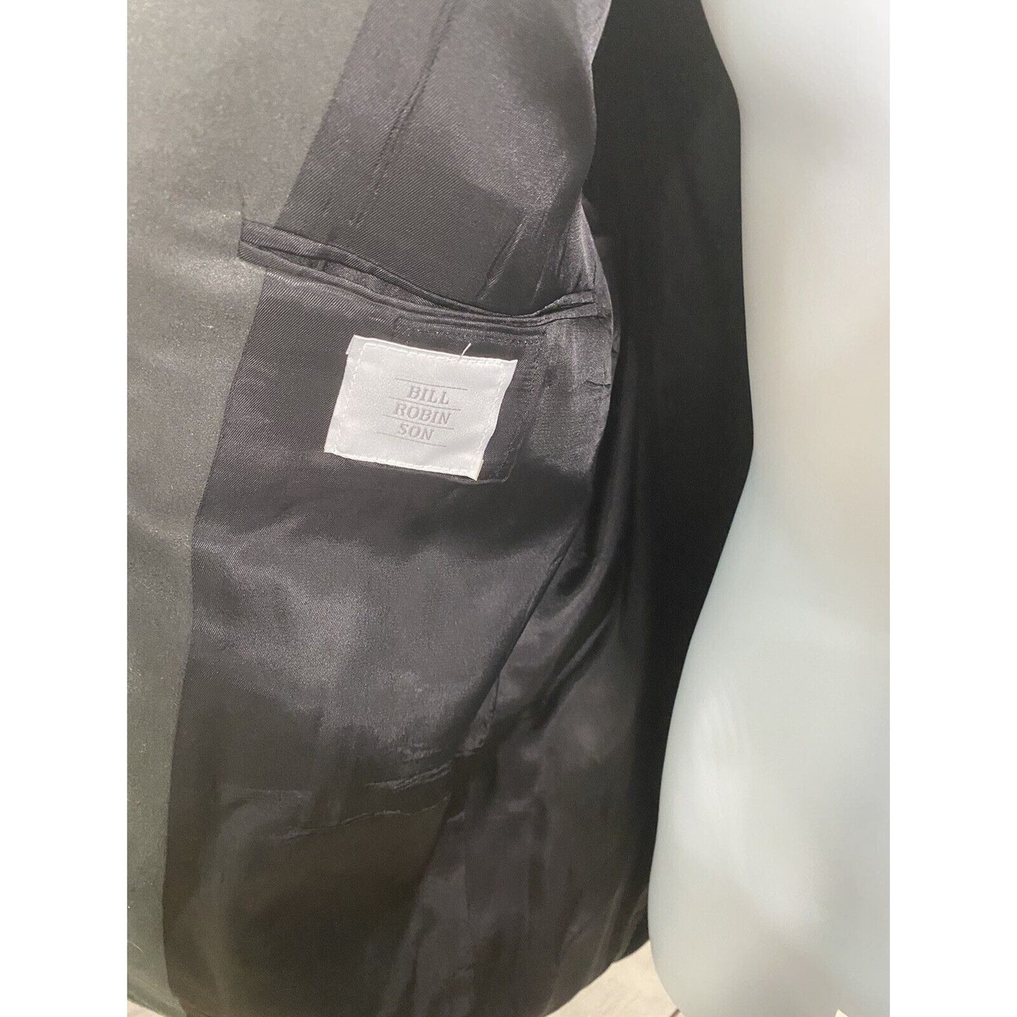 VTG NWT Bill Robinson Black Polyester Micro Fiber 3 Button Jacket Blazer 44L