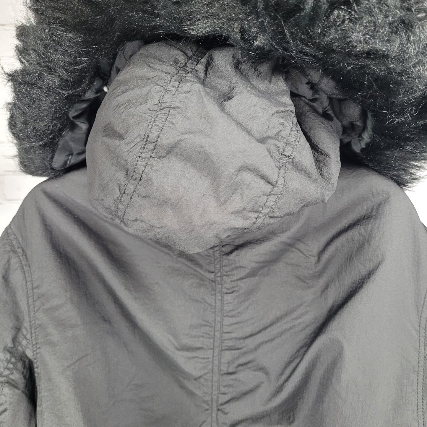 Urban Outfitters Black Hooded Removable Fur Insulated Lightweight Jacket Size XS