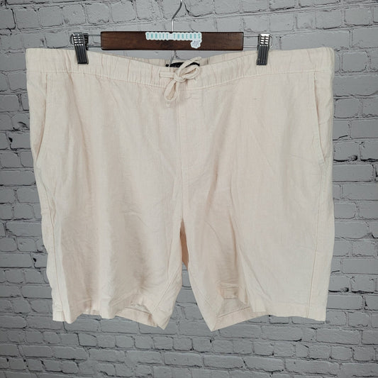 Saks Fifth Avenue Pale Pink Linen Blend Drawstring Chino Shorts Size XL (39x7.5)