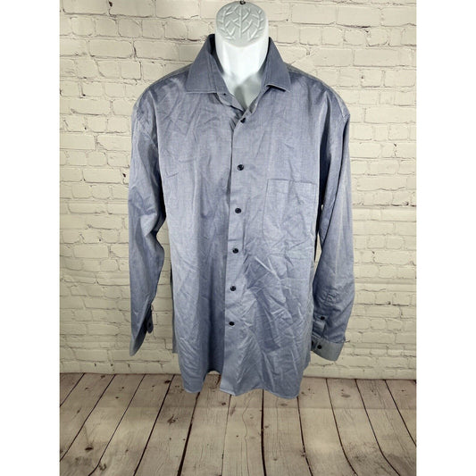 Joseph Abboud Indigo Blue Striped Long Sleeve Button Up Cotton Dress Shirt 2XL