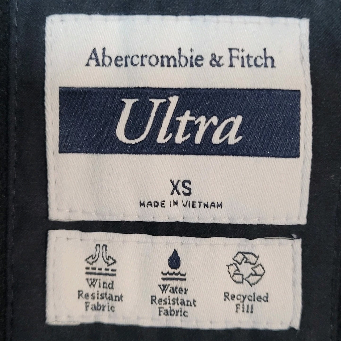Abercrombie & Fitch Ultra Black Fleece Lined Insulated Hooded Jacket Size XS