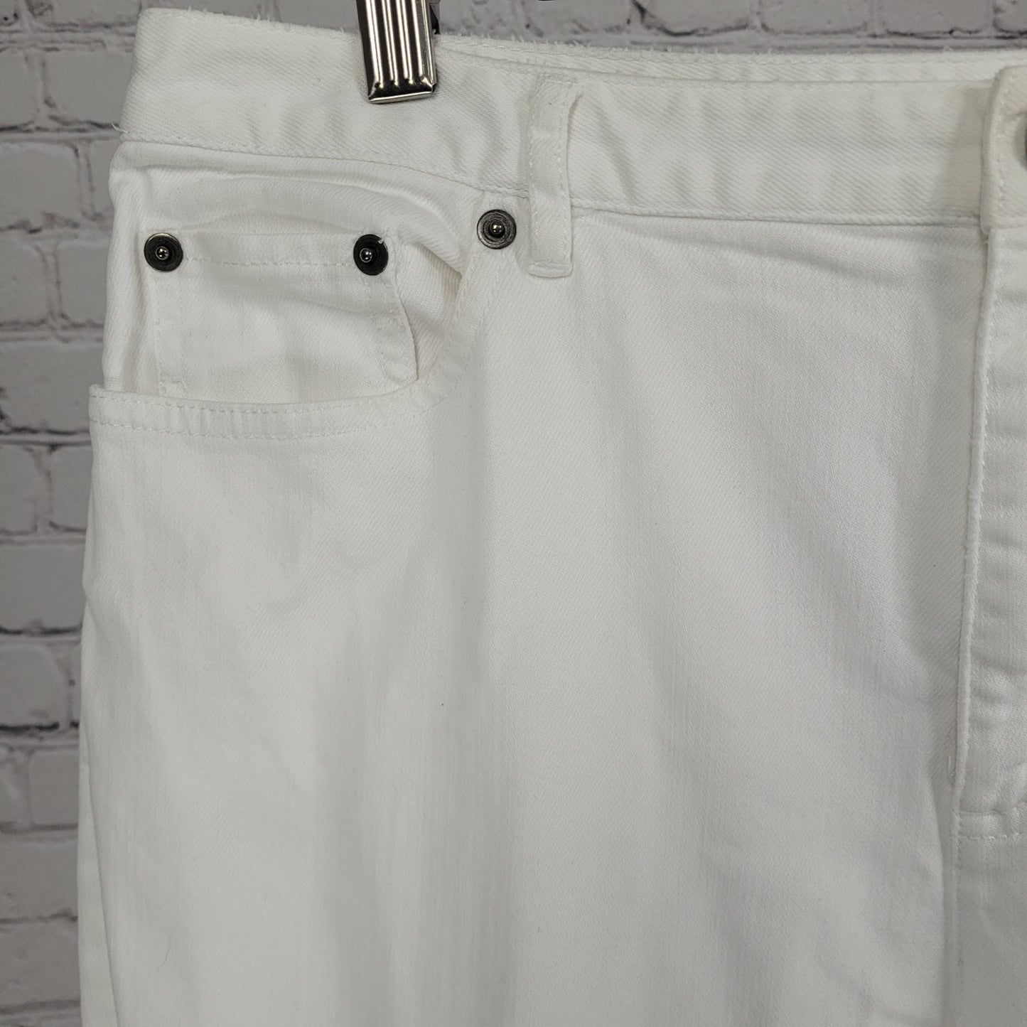 Talbots White Stretch Denim High Rise Straight Leg Jeans 14 (33x30)