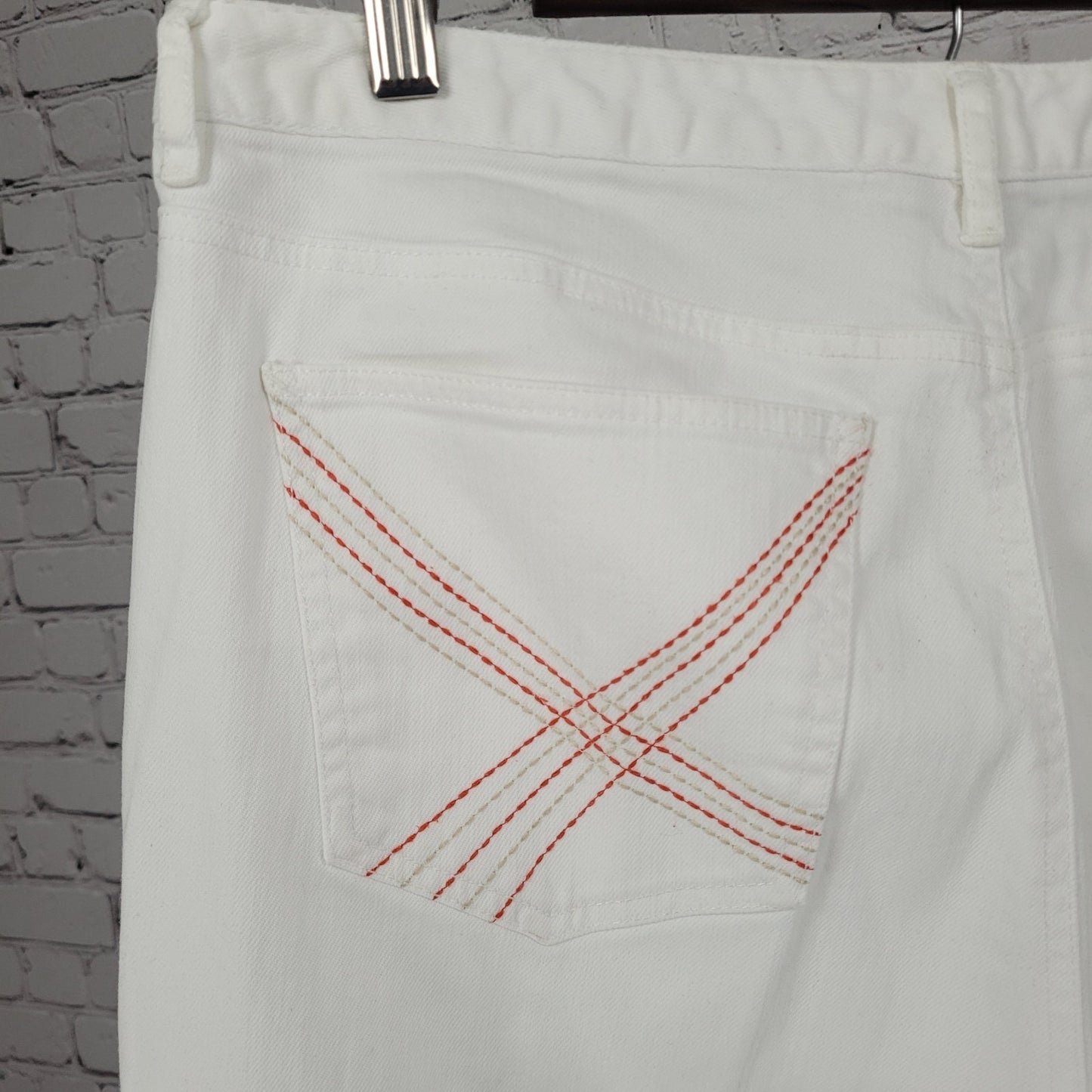 Talbots White Stretch Denim High Rise Straight Leg Jeans 14 (33x30)