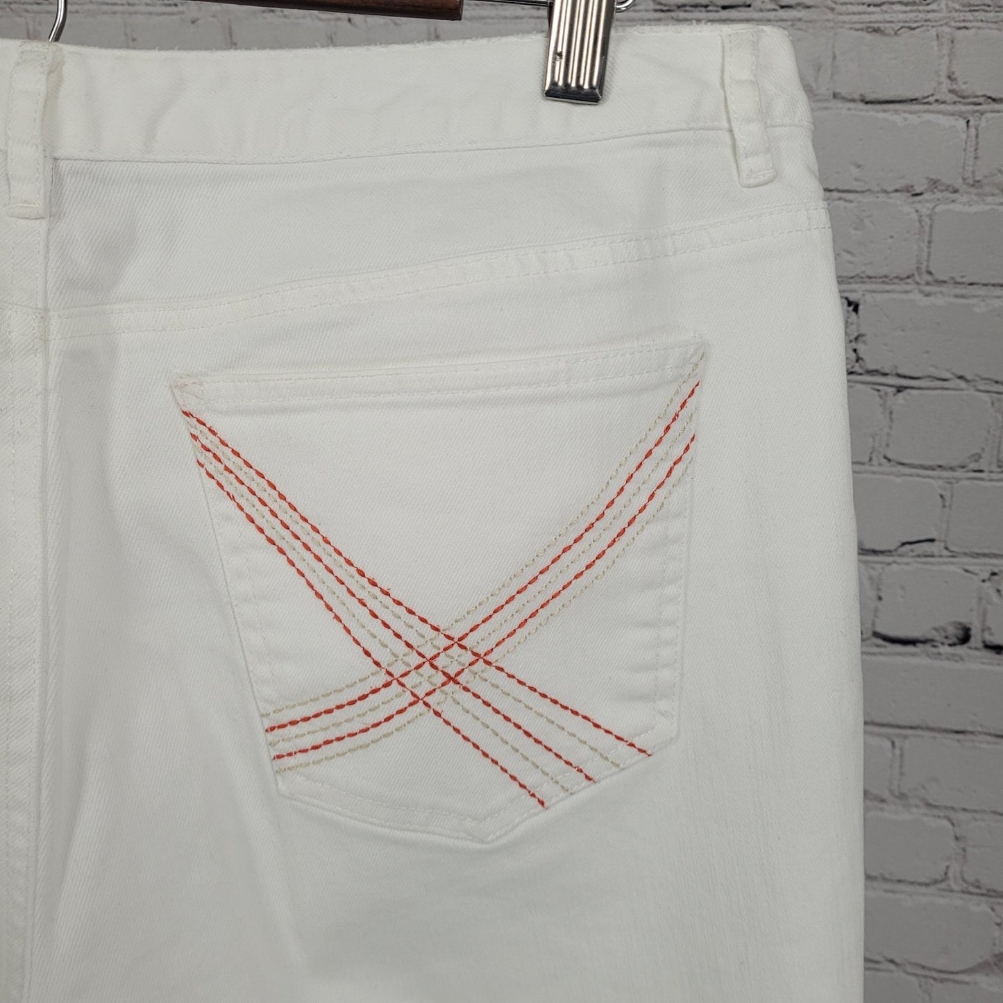 Talbots White Stretch Denim High Rise Straight Leg Jeans 14 (33x30)
