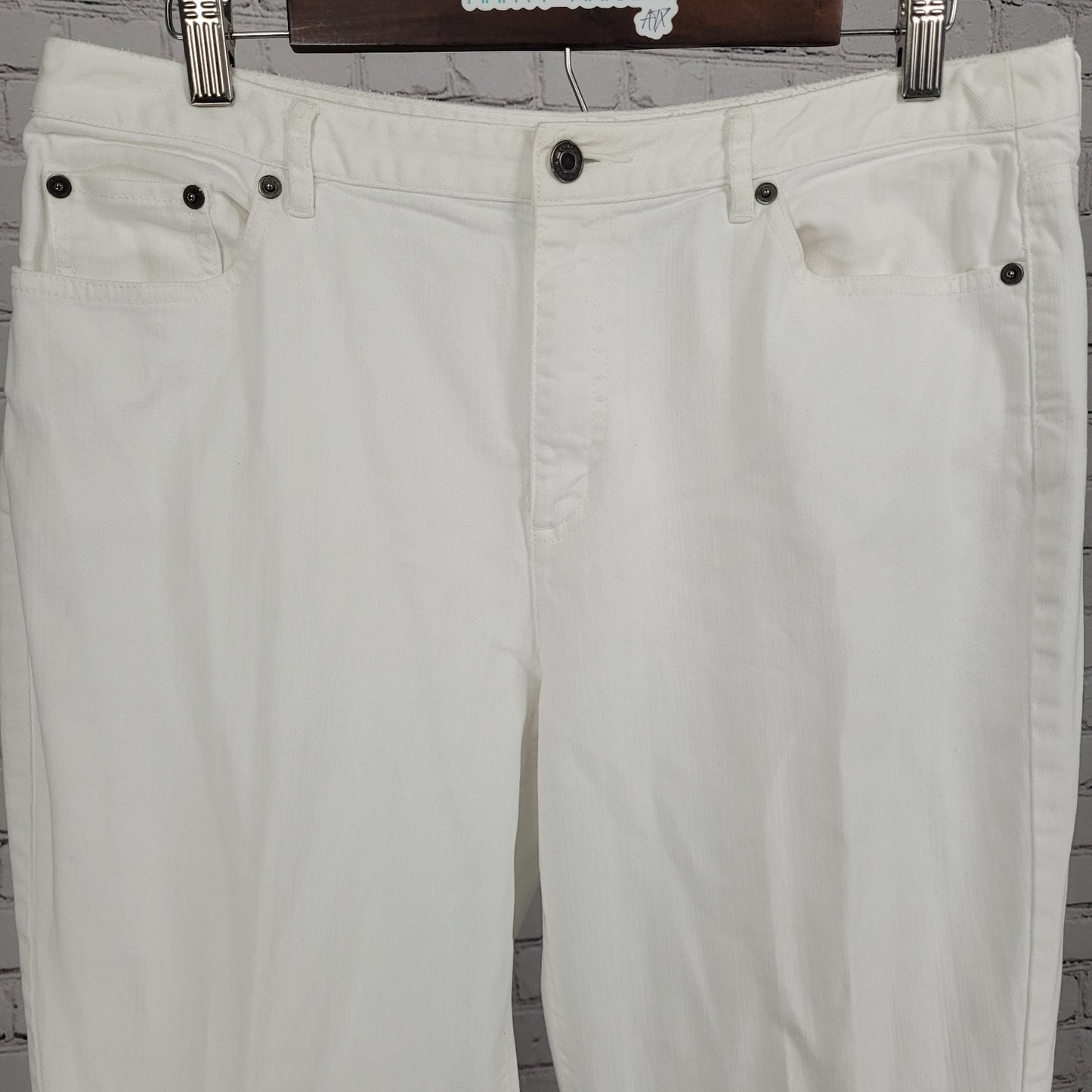 Talbots White Stretch Denim High Rise Straight Leg Jeans 14 (33x30)