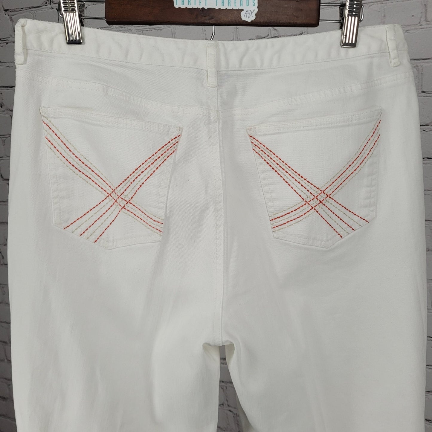 Talbots White Stretch Denim High Rise Straight Leg Jeans 14 (33x30)