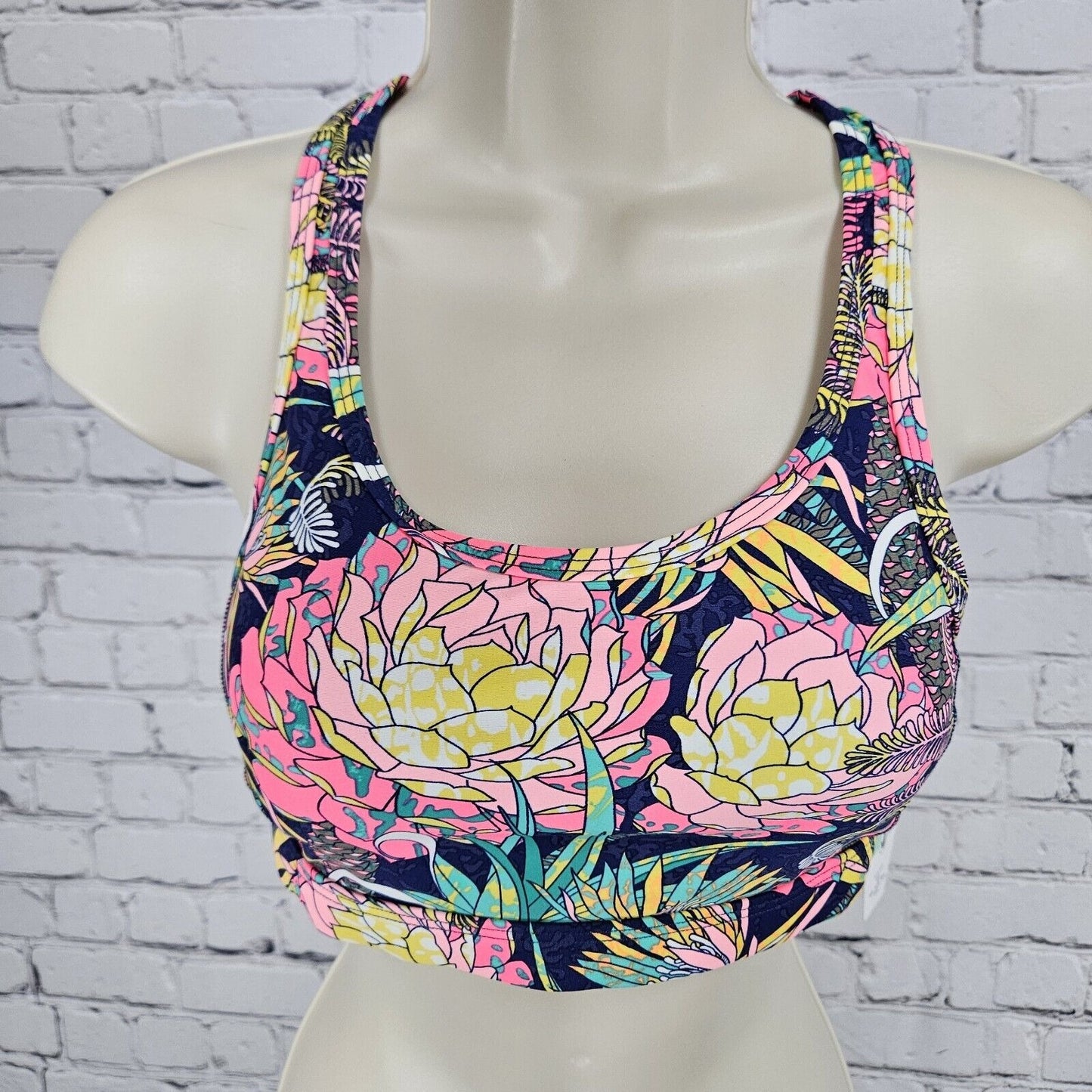 NWT Breathe By Body Glove Athletic Tropical Mesh Back Sports Bra Size Small S