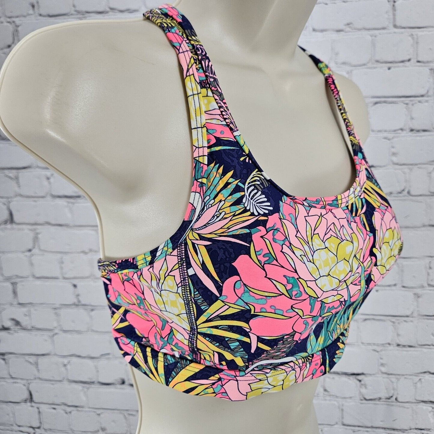 NWT Breathe By Body Glove Athletic Tropical Mesh Back Sports Bra Size Small S