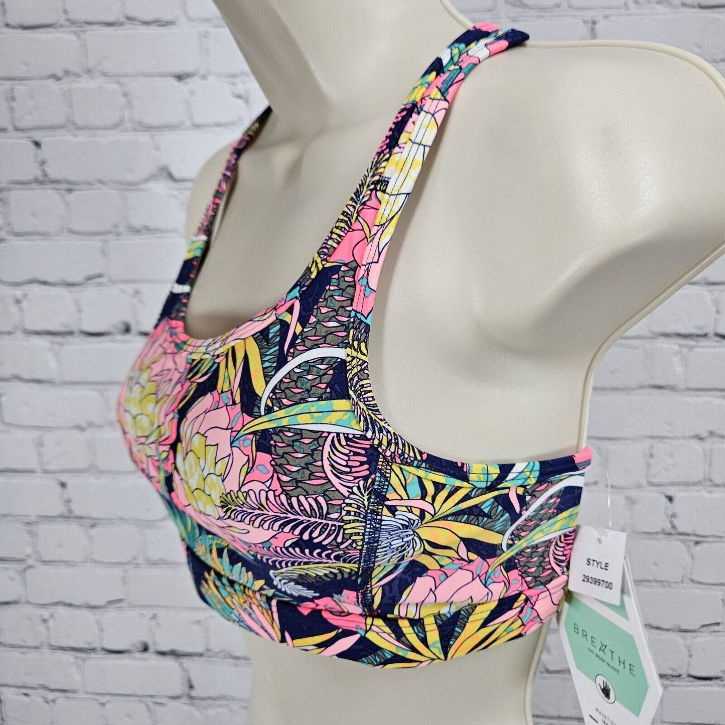 NWT Breathe By Body Glove Athletic Tropical Mesh Back Sports Bra Size Small S