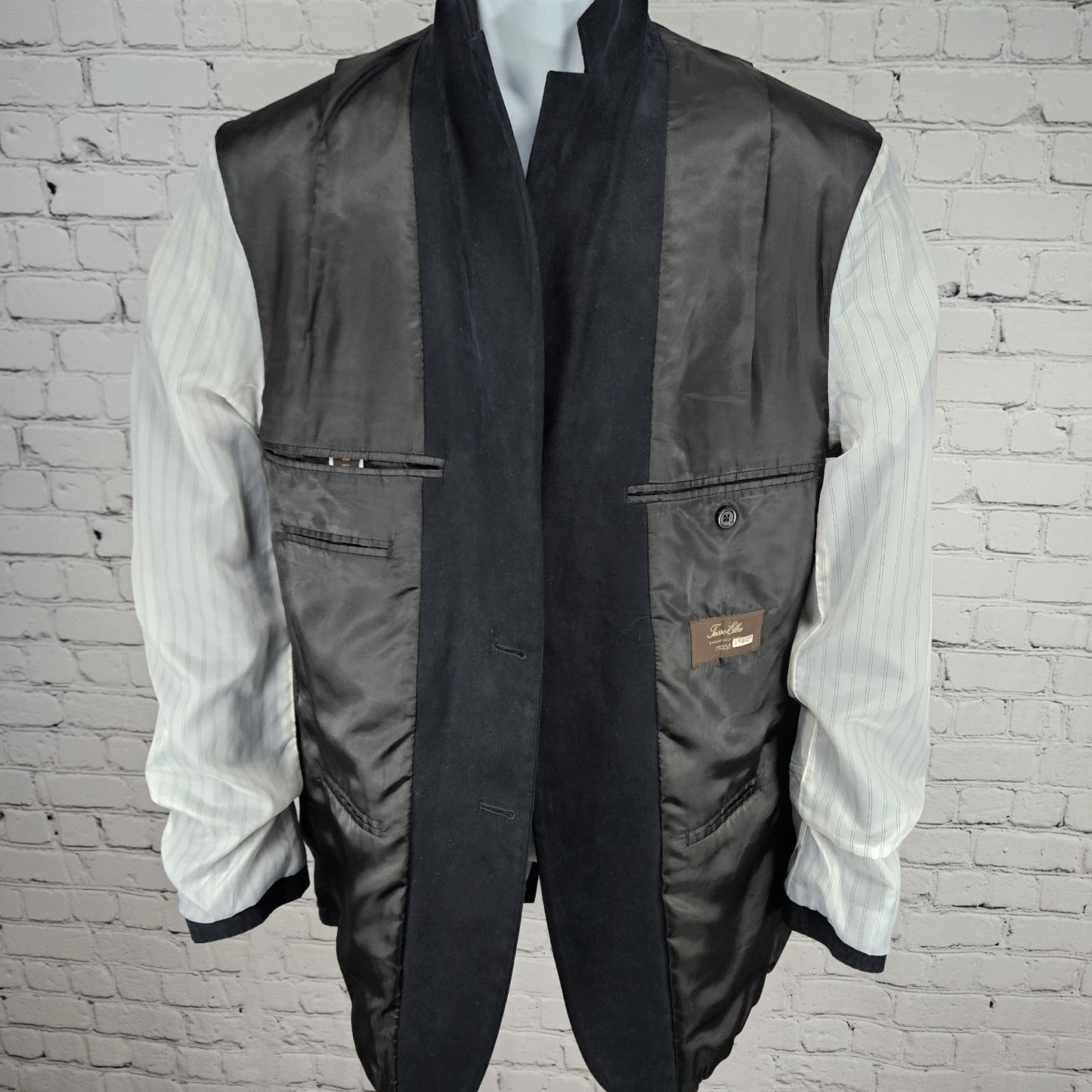 Tasso Elba Black Microfiber 2 Button Single Vented Notch Blazer Sport Coat 40R