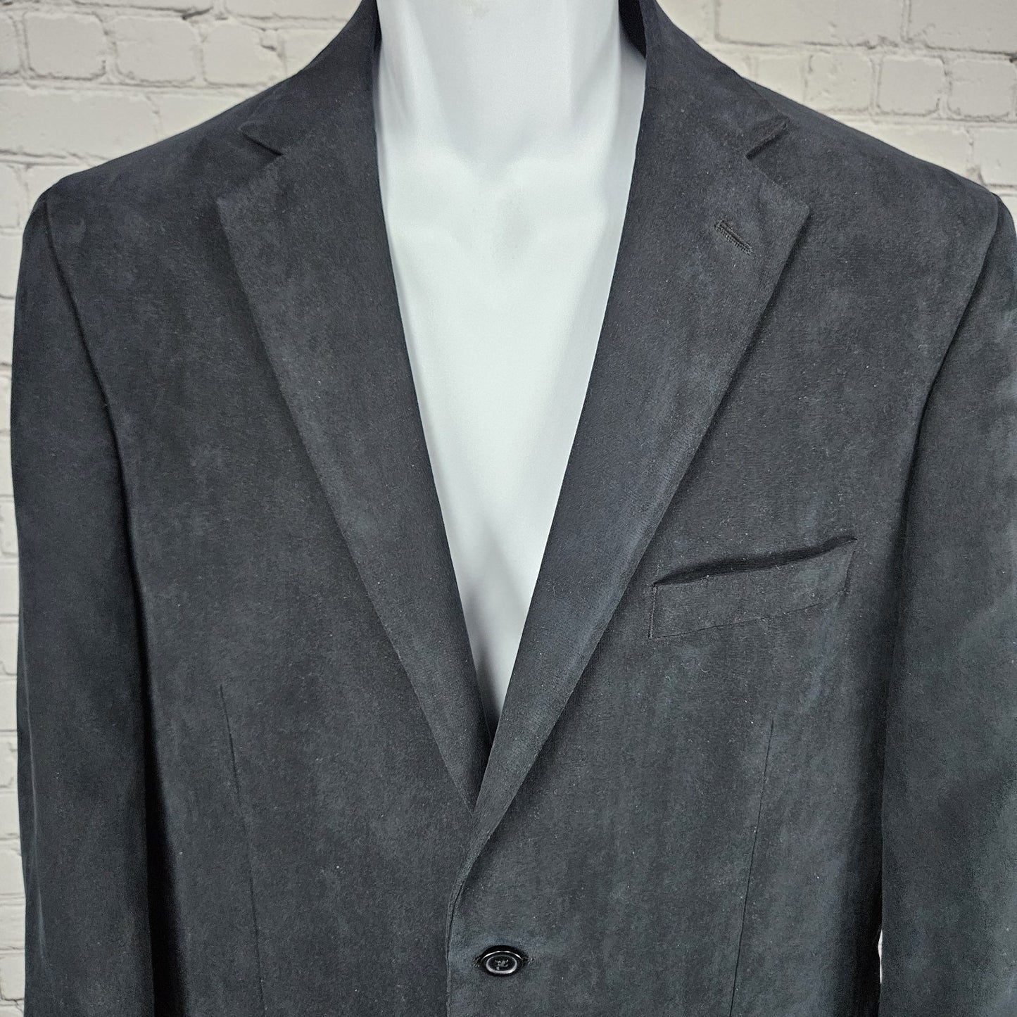 Tasso Elba Black Microfiber 2 Button Single Vented Notch Blazer Sport Coat 40R