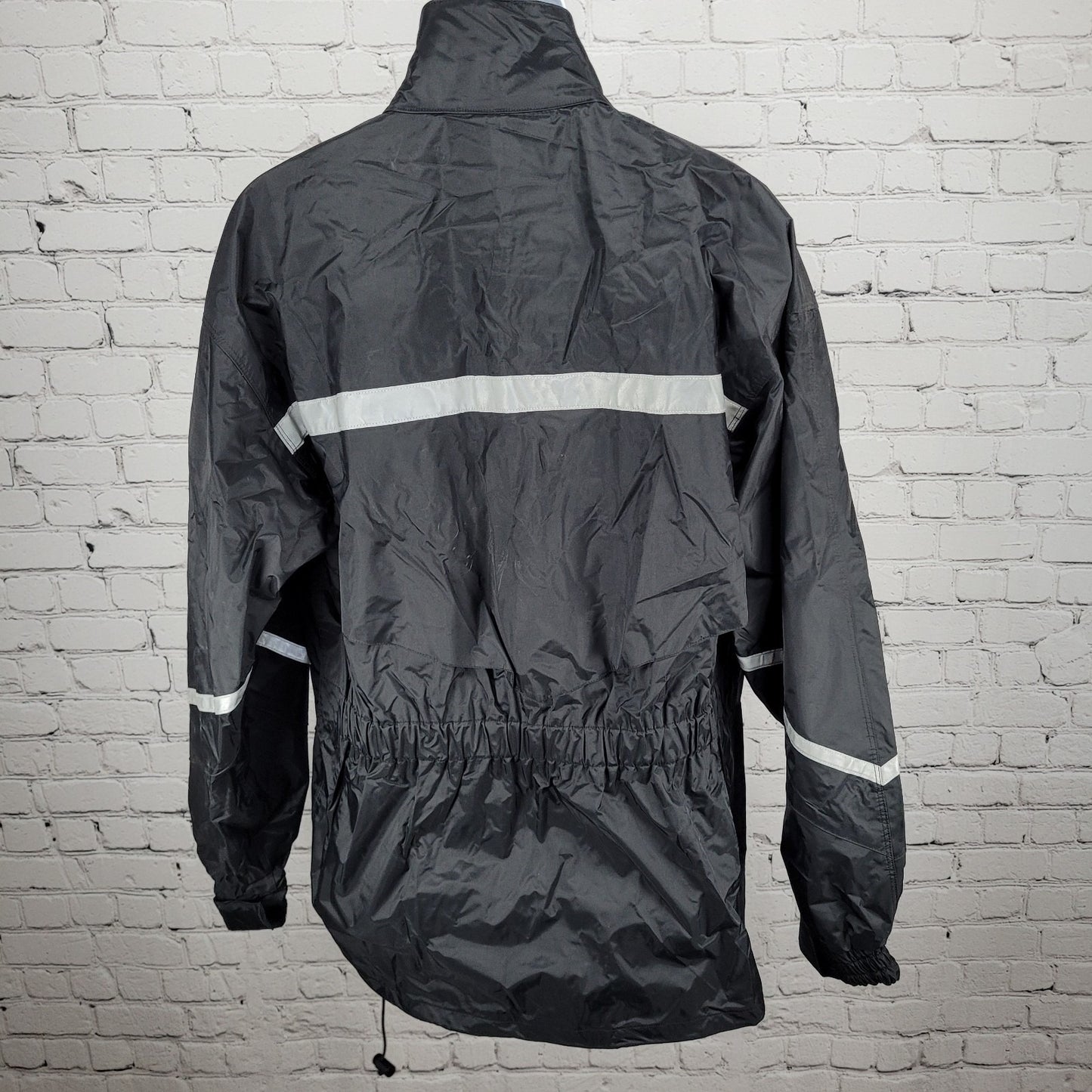 Tour Master Riding Apparel Black Coat 3M Scotchlite Reflective Rain Jacket L 44