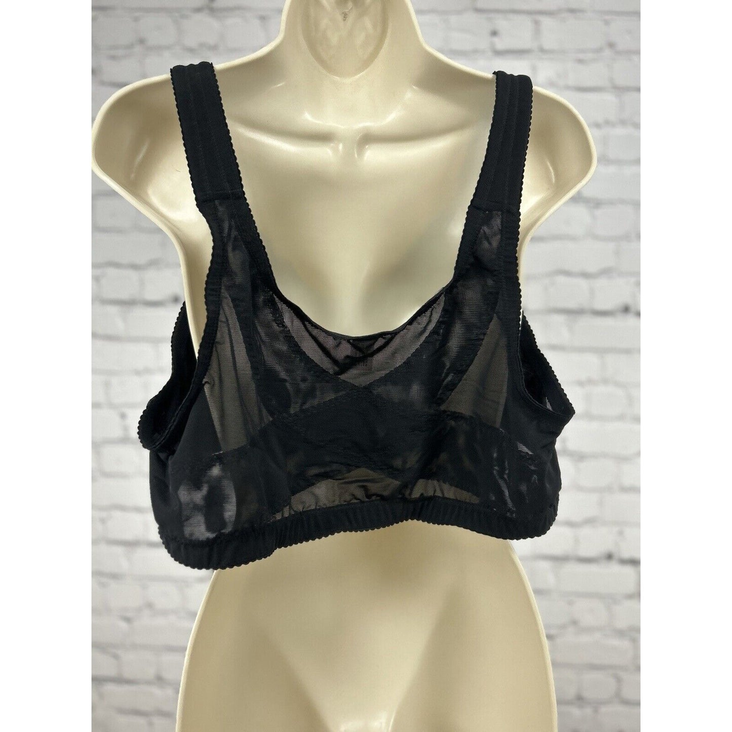 Delimira Front Closure Wireless Unlined Floral Lace Stretch Black Bra  Size 46B
