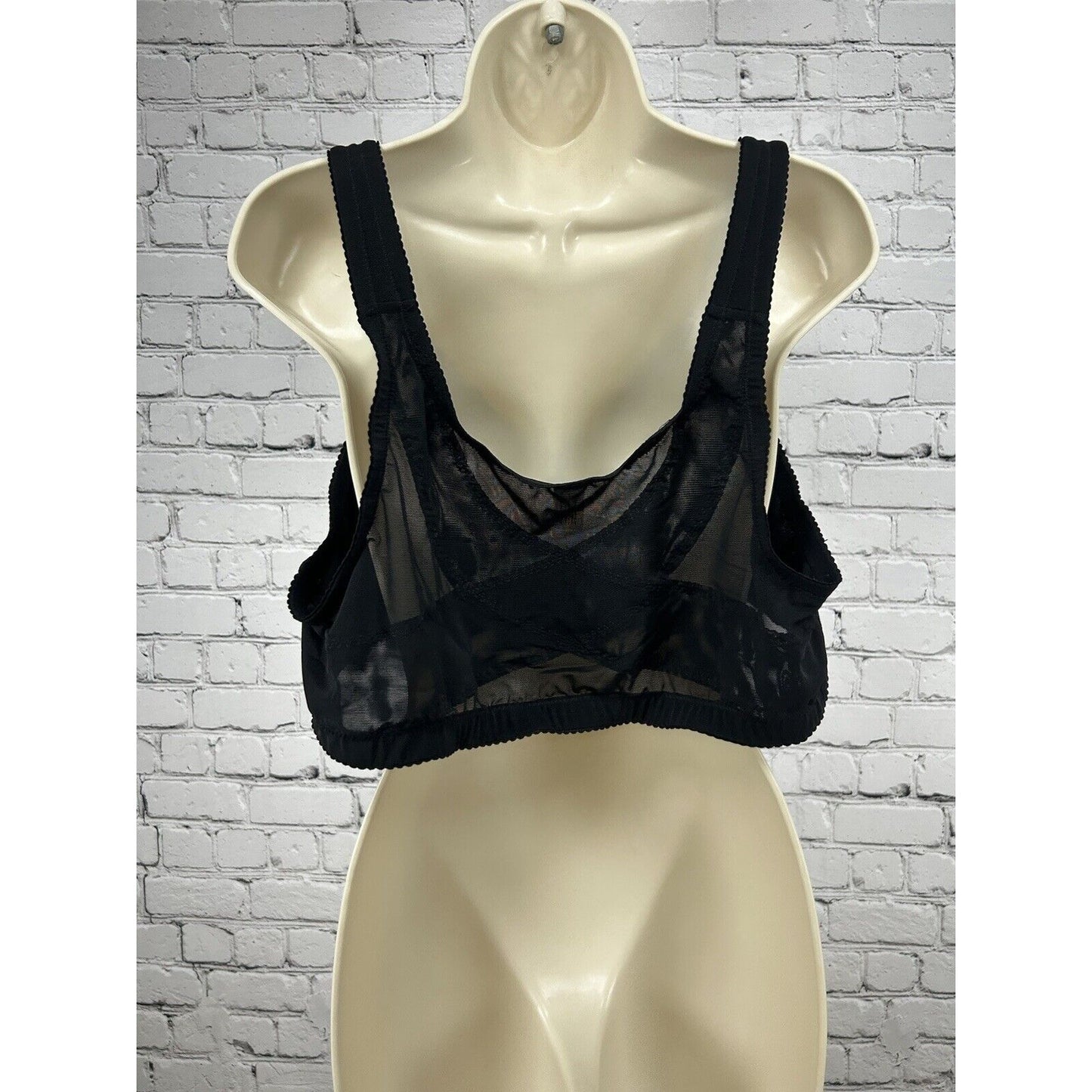 Delimira Front Closure Wireless Unlined Floral Lace Stretch Black Bra  Size 46B