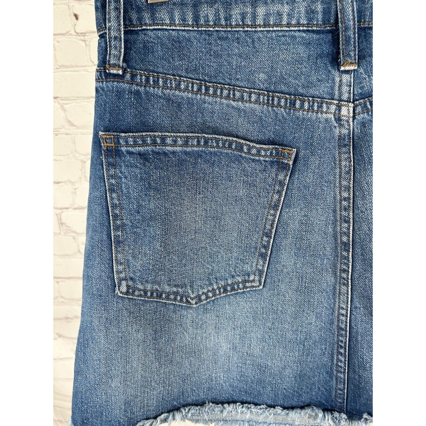 Madewell Medium Wash Raw Hem Straight Pencil Denim Mini Skirt Women’s 29