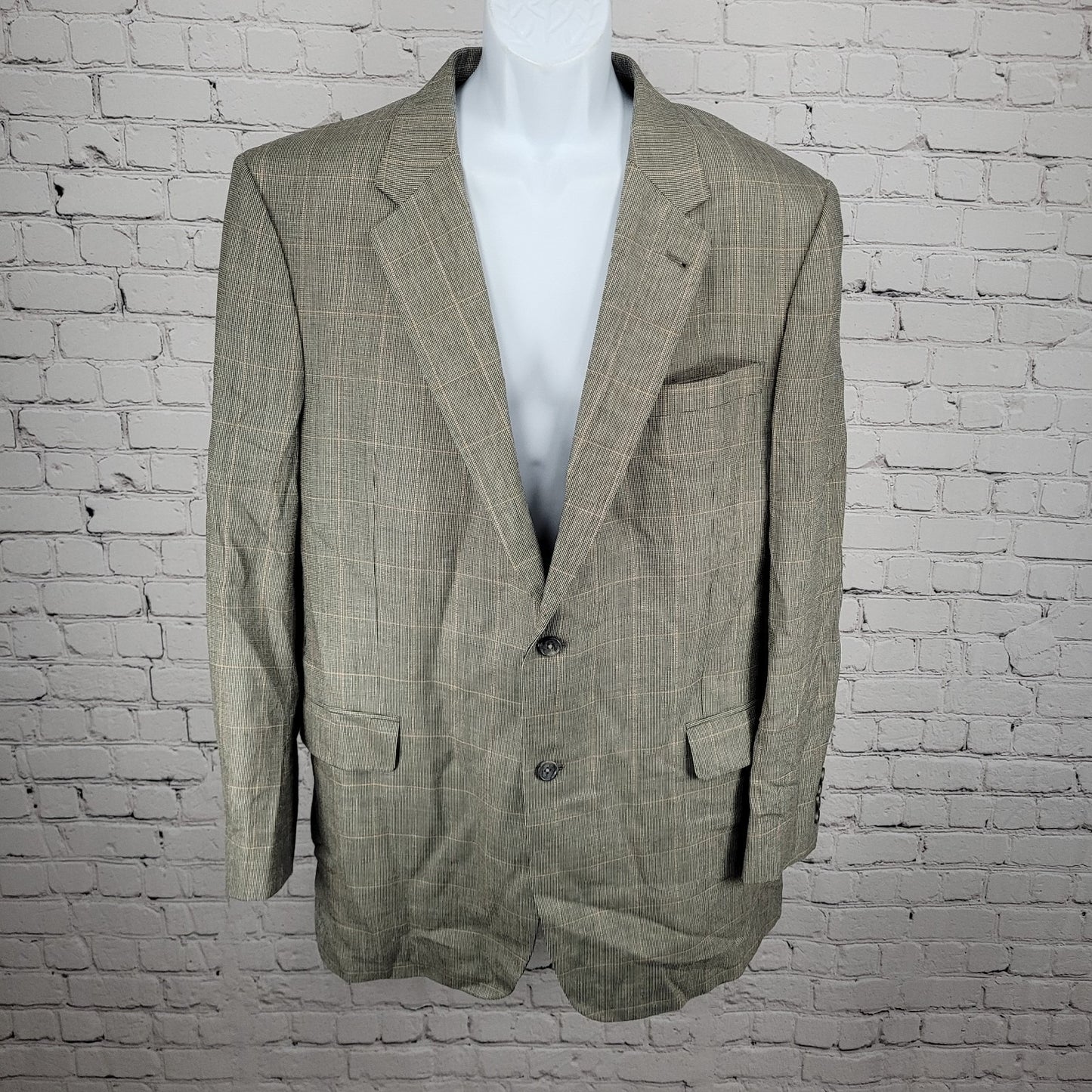 Jos A Bank Black Beige Silk Wool Signature Collection Blazer Sport Coat 46L
