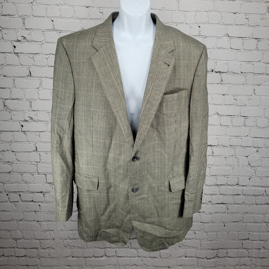 Jos A Bank Black Beige Silk Wool Signature Collection Blazer Sport Coat 46L