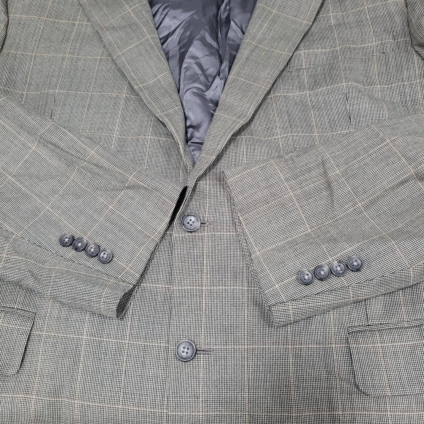 Jos A Bank Black Beige Silk Wool Signature Collection Blazer Sport Coat 46L